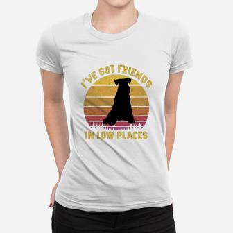 Vintage Miniature Schnauzer I Have Got Friends In Low Places Dog Lovers Ladies Tee - Seseable