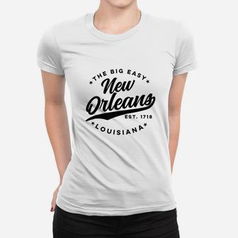 Vintage New Orleans Louisiana The Big Easy Black Text Ladies Tee - Seseable