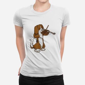 Violinist Beagle Dog Violin Ladies Tee - Seseable