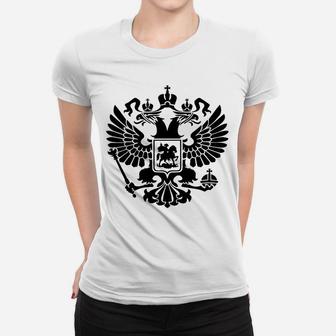 Weißes Frauen Tshirt mit Schwarzem Adler-Wappen-Print für Herren - Seseable
