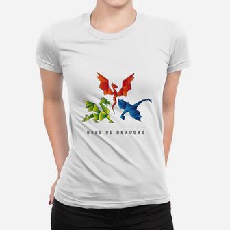 Where The Dragons Went Origami Style Dragons Ladies Tee - Seseable