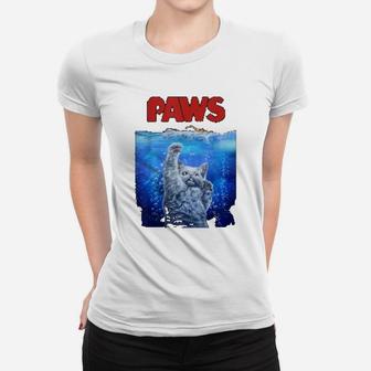 White Siamese Cat Threat From The Deep Sea Paws Ladies Tee - Seseable