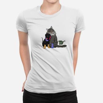 Who Doesnt Love S With A Black Puppy And Gray Cat Ladies Tee - Seseable