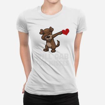 Will Dab For Kisses Valentines Day Dabbing Dog Ladies Tee - Seseable
