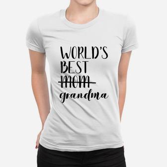 World Best Mom Grandma Promoted Announcement Ladies Tee - Seseable