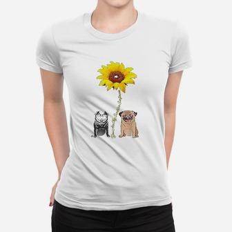 You Are My Sunshine Sunflower Pug Gift Ladies Tee - Seseable