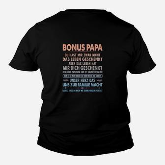 Bonus Papa Schwarz Kinder Tshirt, Aufdruck für Stiefväter - Seseable