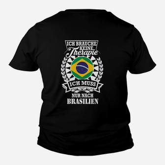 Brasilien Therapie Spruch Schwarzes Kinder Tshirt, Motiv für Brasilienfans - Seseable