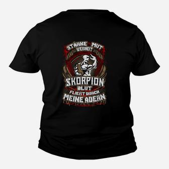 Herren Kinder Tshirt Skorpion-Motiv Stärke & Weisheit – Mein Blut - Seseable