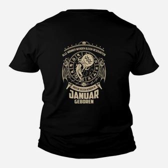 Januar Geboren Viking Kinder Tshirt, Schwarzes Geburtsmonats-Design - Seseable