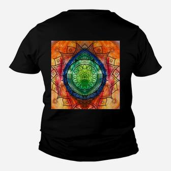 Mandala-Kunstdruck Schwarzes Kinder Tshirt, Buntes Geometrisches Design - Seseable