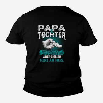 Papa Tochter Liebe Herz an Herz Schwarzes Kinder Tshirt, Familienliebe Design - Seseable