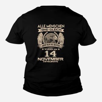 Personalisiertes Geburtstags-Kinder Tshirt für 14. November Geborene, Schwarzes Unikat - Seseable