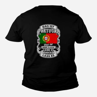 Portugal Flaggen-Kinder Tshirt mit Patriotischem Spruch, Schwarz - Seseable