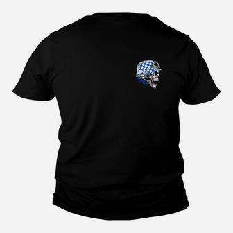 Schwarzes Herren Kinder Tshirt Totenkopf-Design in Blau und Weiß, Stilvolles Mode - Seseable