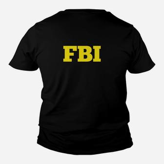 Schwarzes Kinder Tshirt mit Gelbem FBI-Aufdruck, Stylisches Statement Tee - Seseable