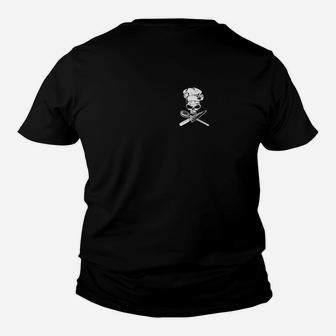 Schwarzes Piratenschädel Kinder Tshirt mit Knochenmotiv, Unisex Piraten Tee - Seseable