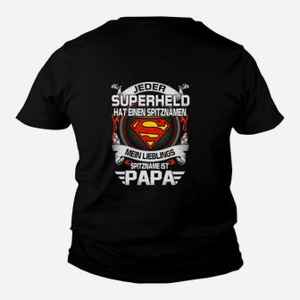 Superheld Papa Schwarzes Kinder Tshirt, Perfekt Zum Vatertag - Seseable