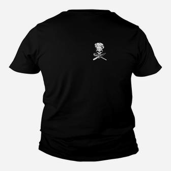 Totenkopf und Knochen Schwarzes Kinder Tshirt, Cool Design Tee - Seseable