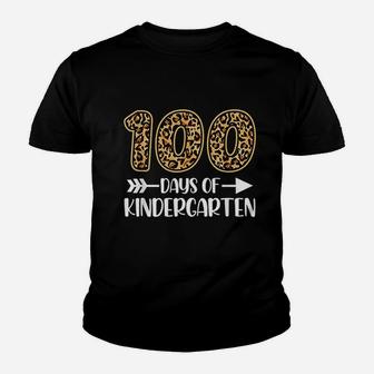 100 Days Of Kindergarten Teacher Student Leopard Gift Kid T-Shirt - Seseable