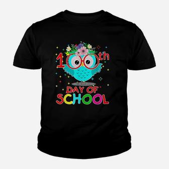 100 Days Of School Cute Owl Happy 100th Day Of School Kid T-Shirt - Seseable