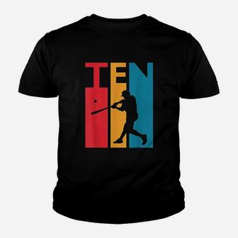 10th Birthday Gift Ten Vintage Baseball Birthday 10 Year Old Kid T-Shirt - Seseable