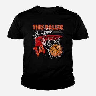14th Birthday Basketball Funny 14 Years Old Gift Youth T-shirt - Seseable