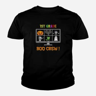1st Grade Boo Crew Virtual Learning Teacher Halloween Kid T-Shirt - Seseable