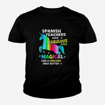 Spanish Teachers Unicorn Teacher Spanishteacher Gifts Kid T-Shirt
