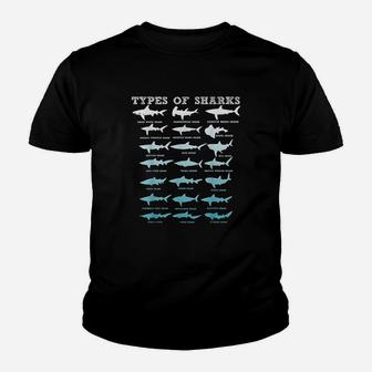 21 Types Of Sharks Marine Biology Kid T-Shirt - Seseable