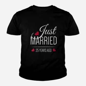 25th Wedding Anniversary Just Married 25 Years Ago Kid T-Shirt - Seseable