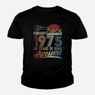 46th Birthday Gifts Vintage Retro February 1975 46 Years Old Kid T-Shirt - Seseable