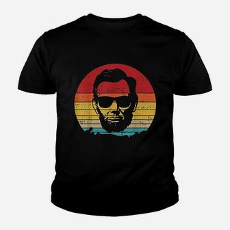 4th Of July For Men Retro Sunset Vintage Abe Abraham Lincoln Kid T-Shirt - Seseable