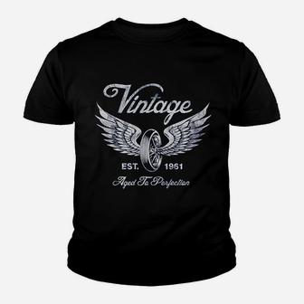 60th Birthday Vintage 1961 Aged To Perfection Vintage Motorcycle Biker Kid T-Shirt - Seseable