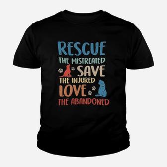 Adopt Rescue Dog Cat Rescue Dog Cat Lovers Kid T-Shirt - Seseable