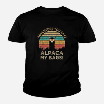 Adventure You Say Alpaca My Bags Vintage Funny Travel Gift Kid T-Shirt - Seseable