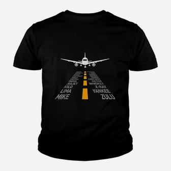 Airplane Pilot Gifts Airport Runway Phonetic Kid T-Shirt - Seseable