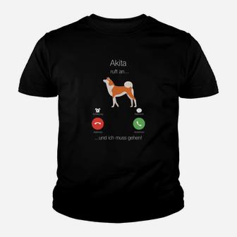 Akita Telefon-Witz Schwarzes Kinder Tshirt für Akita-Liebhaber - Seseable