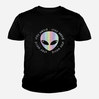 Alien Head Stay Weird T Shirt-holographic Effect Tee Shirt Youth T-shirt - Seseable