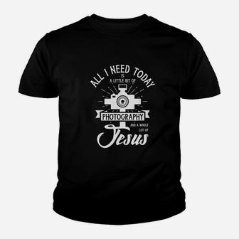 All I Need Is Photography And Jesus Photographer Camera Kid T-Shirt - Seseable