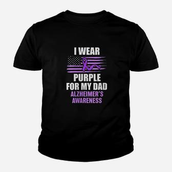 Alz I Wear Purple For My Dad Alzheimers Disease Walk Gift Kid T-Shirt - Seseable