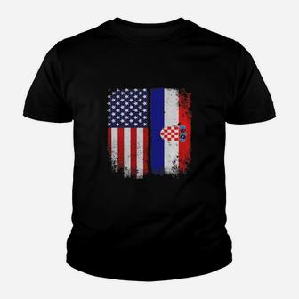 American Croatian Flag T-shirt Croatia Pride Hrvatska Tee Kid T-Shirt - Seseable
