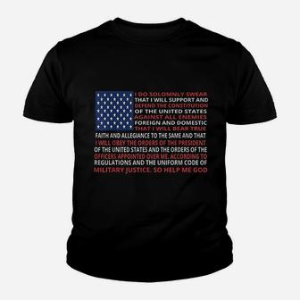 American Flag Military Oath Of Enlistment Print Dd214 Alumni Kid T-Shirt - Seseable