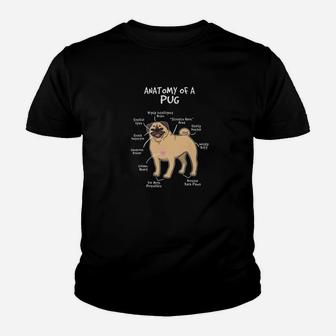 Anatomy Of A Pug Dog Puppy Lover Funny Cute Gift Kid T-Shirt - Seseable
