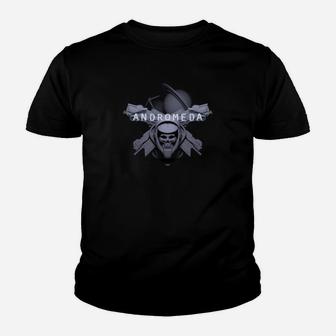 Andromeda Galaktischer Krieger Herren Kinder Tshirt Schwarz, Weltraum Design - Seseable