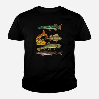 Angler Angeln Kinder Forelle Karpfen Hecht Stör Kinder T-Shirt - Seseable