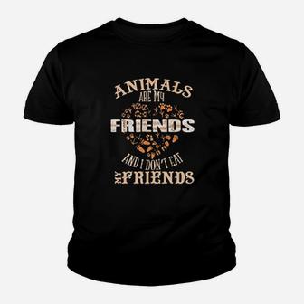 Animals Are My Friends And I Dont Eat My Friends Vegan Funny Kid T-Shirt - Seseable