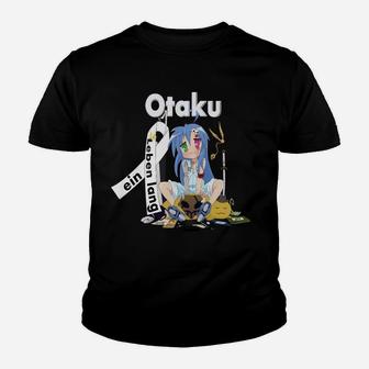 Anime-Fan Otaku Kinder Tshirt, Graphic Tee in Schwarz mit Motiv - Seseable