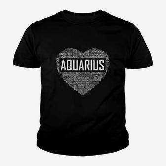 Aquarius Zodiac Traits Horoscope Astrology Sign Gift Heart Kid T-Shirt - Seseable