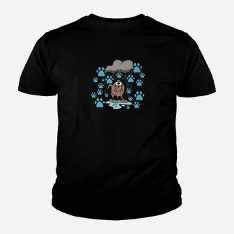 Art Funny Dog In The Rain Paw Print, gifts for dog lovers Kid T-Shirt - Seseable